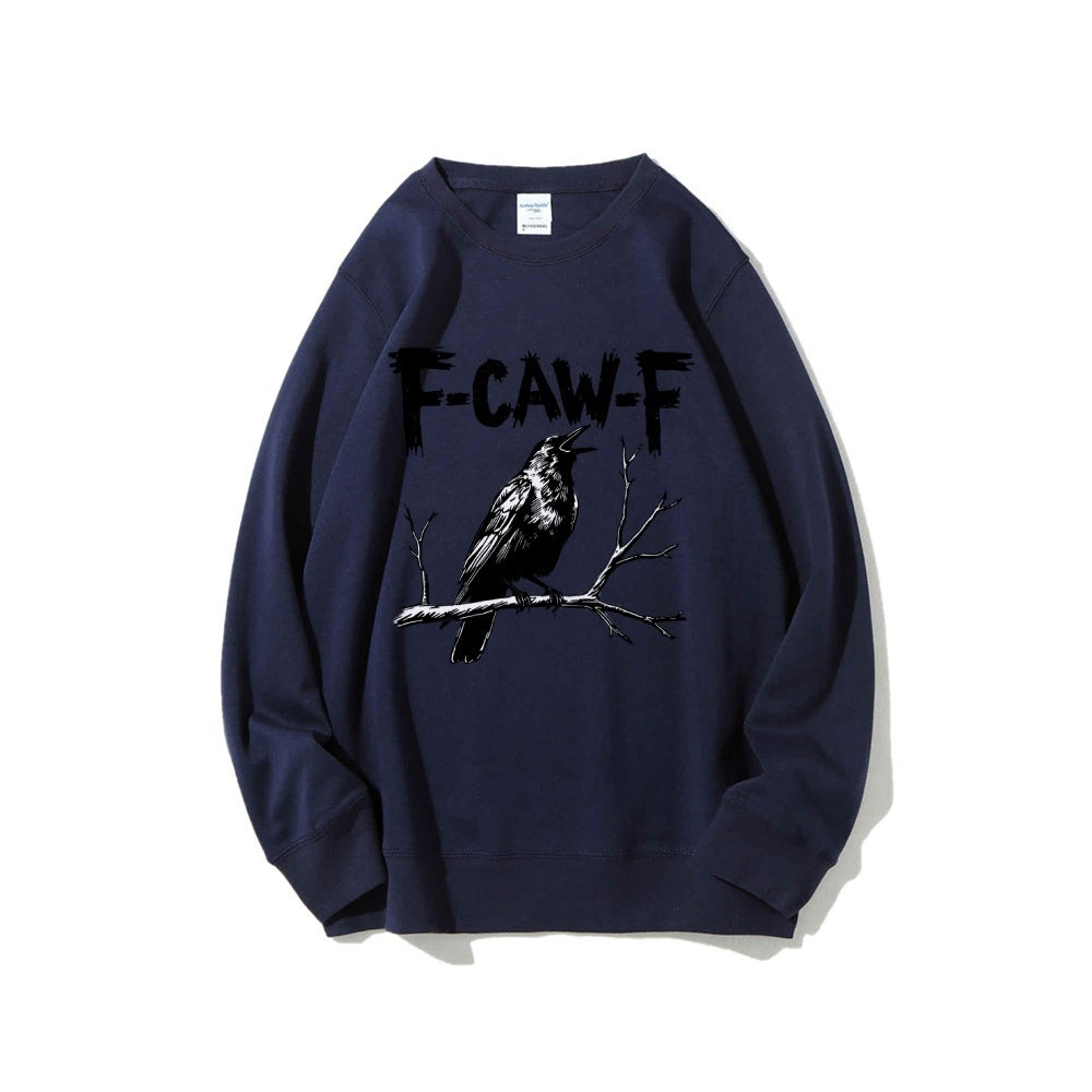 Crow Pattern Printing Autumn New Loose Daily Leisure Men's Women's Pullover