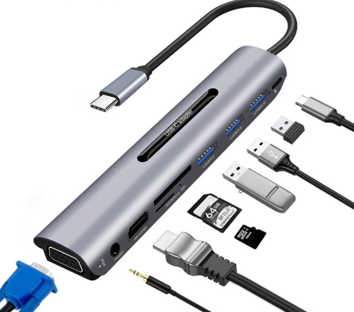 USB C HUB docking station 9 in 1 mobile computer expansion dock