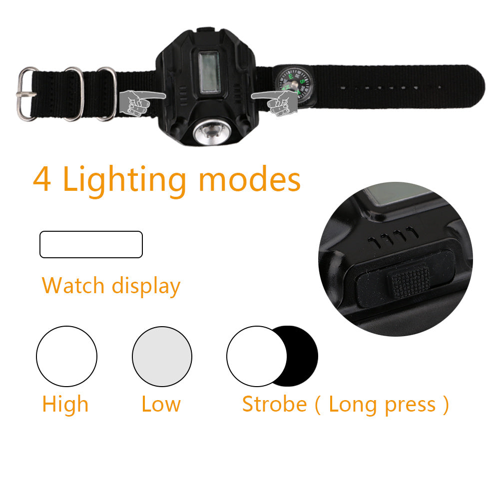 LED watch flashlight with compass