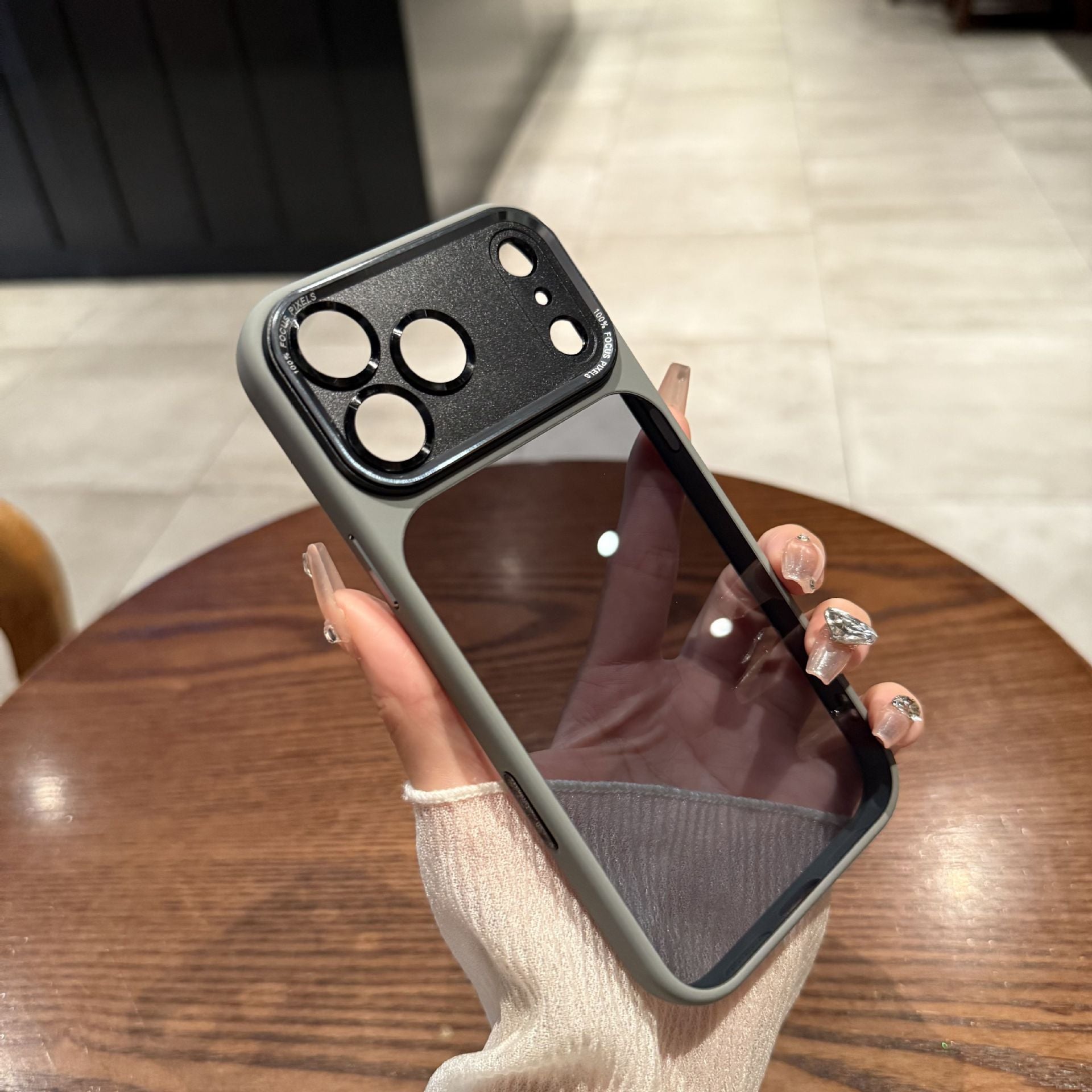 iPhone 14s to 17s Case Integrated AI Button Metal Lens Protective Clear Back Glass Cover