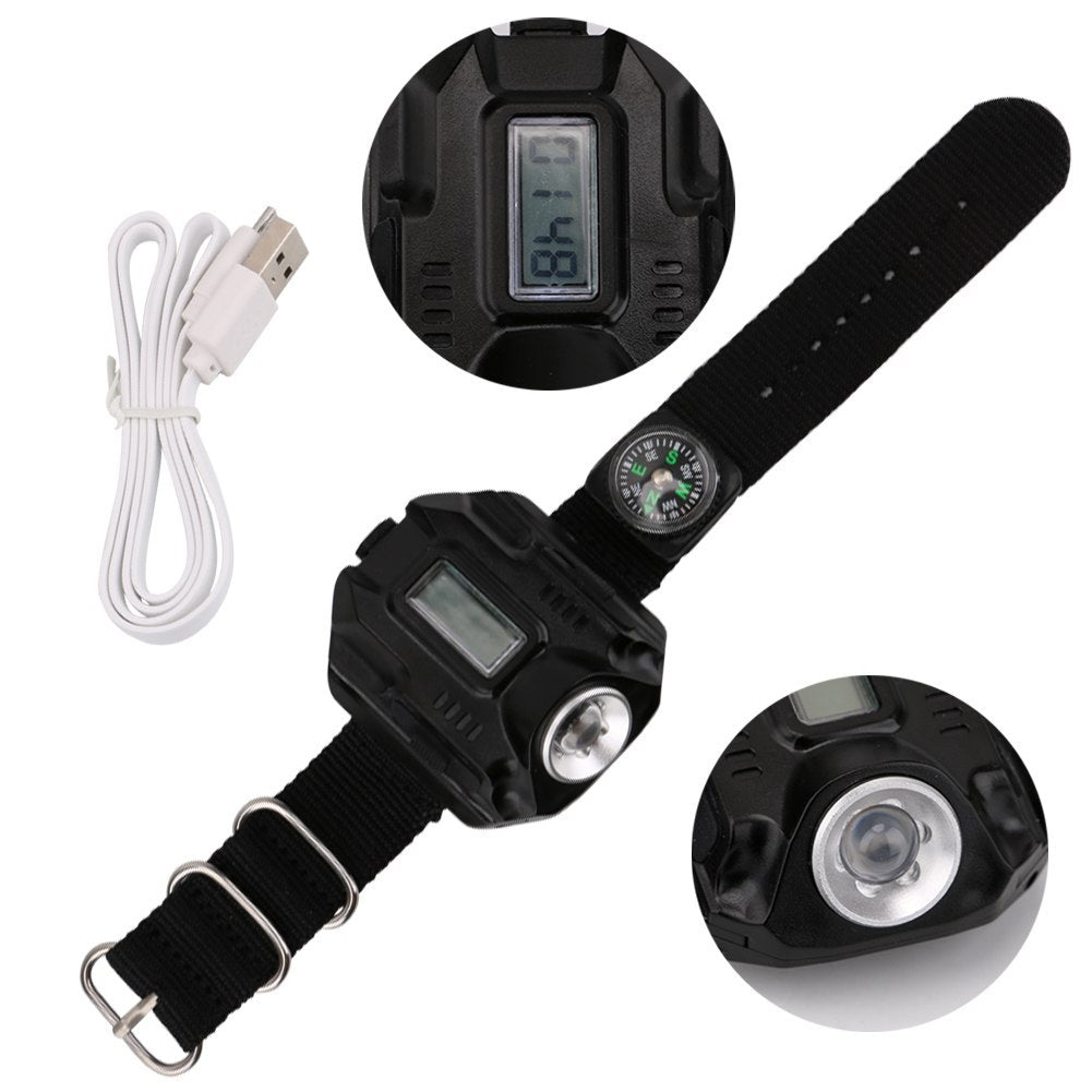 LED watch flashlight with compass