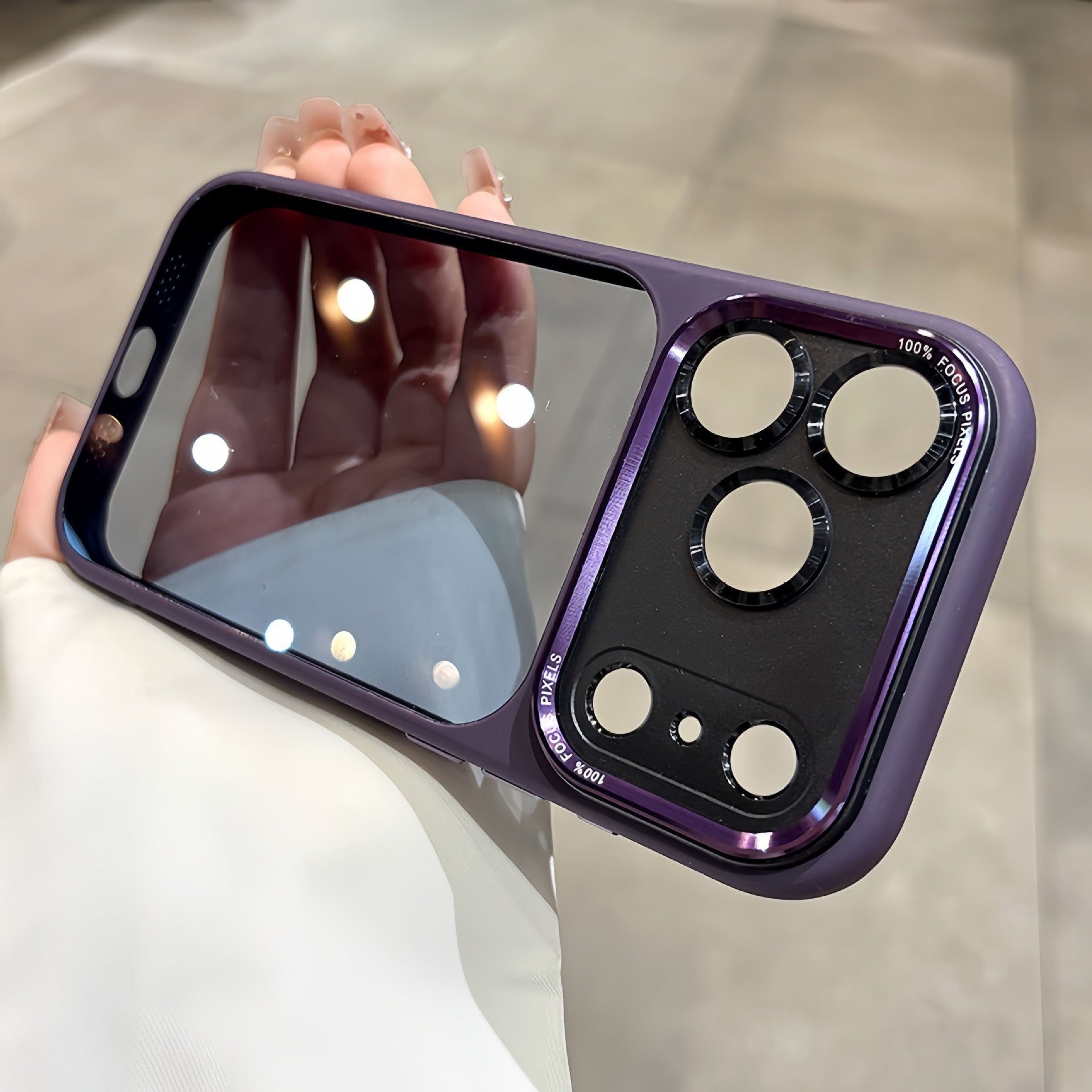 iPhone 14s to 17s Case Integrated AI Button Metal Lens Protective Clear Back Glass Cover