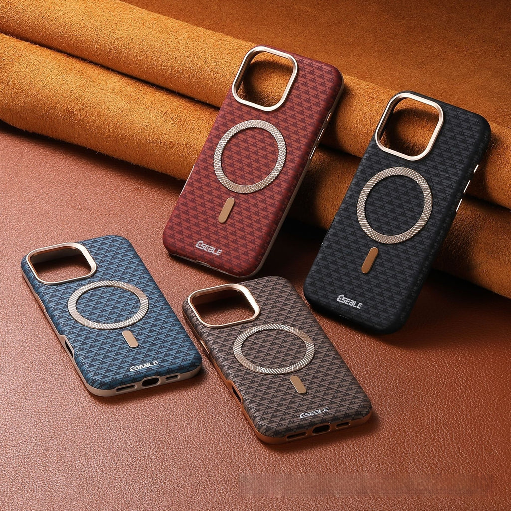 Triangle Shield Magnetic Suction Phone Case 15 Drop-resistant Leather Cover