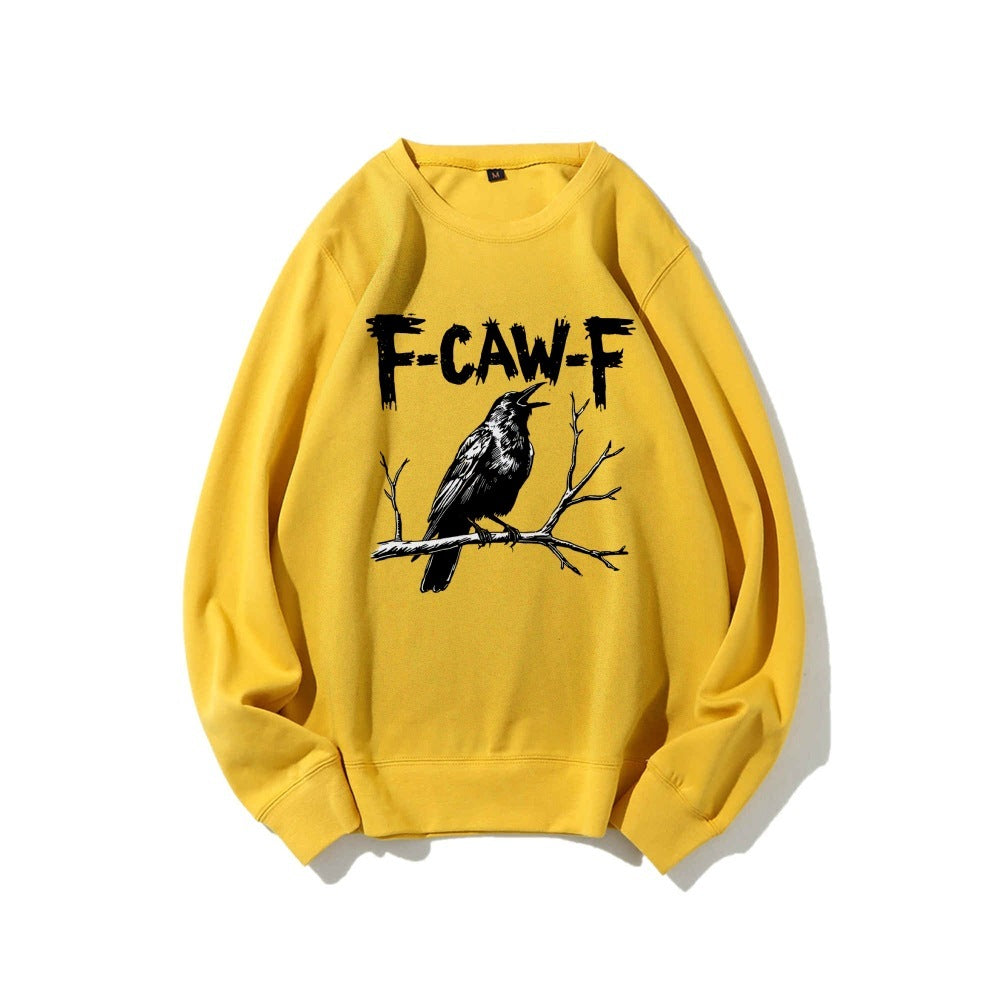 Crow Pattern Printing Autumn New Loose Daily Leisure Men's Women's Pullover