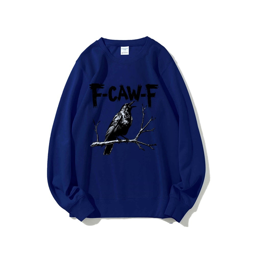 Crow Pattern Printing Autumn New Loose Daily Leisure Men's Women's Pullover
