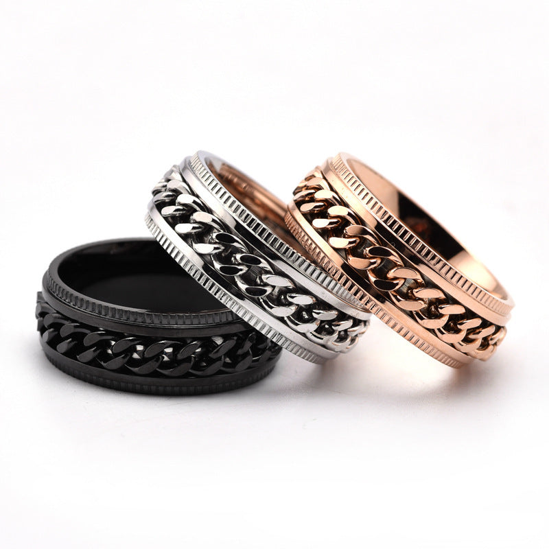 Stainless Steel Spinner Ring Chain Band