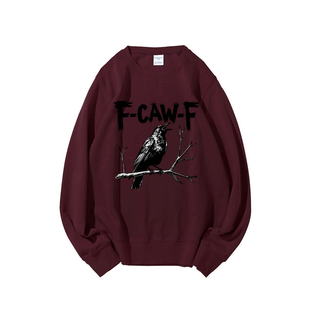 Crow Pattern Printing Autumn New Loose Daily Leisure Men's Women's Pullover