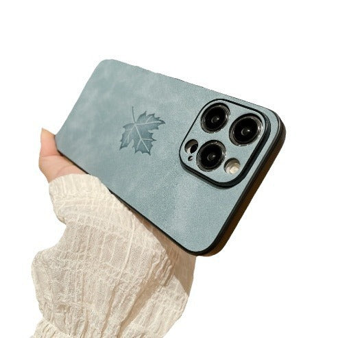 Skin Feeling Lambskin Maple Leaf Phone Case All-inclusive Phone Case