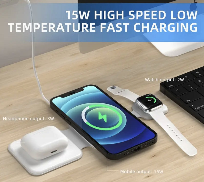 3 In 1 Magnetic Foldable Wireless Charging Station Multi-device