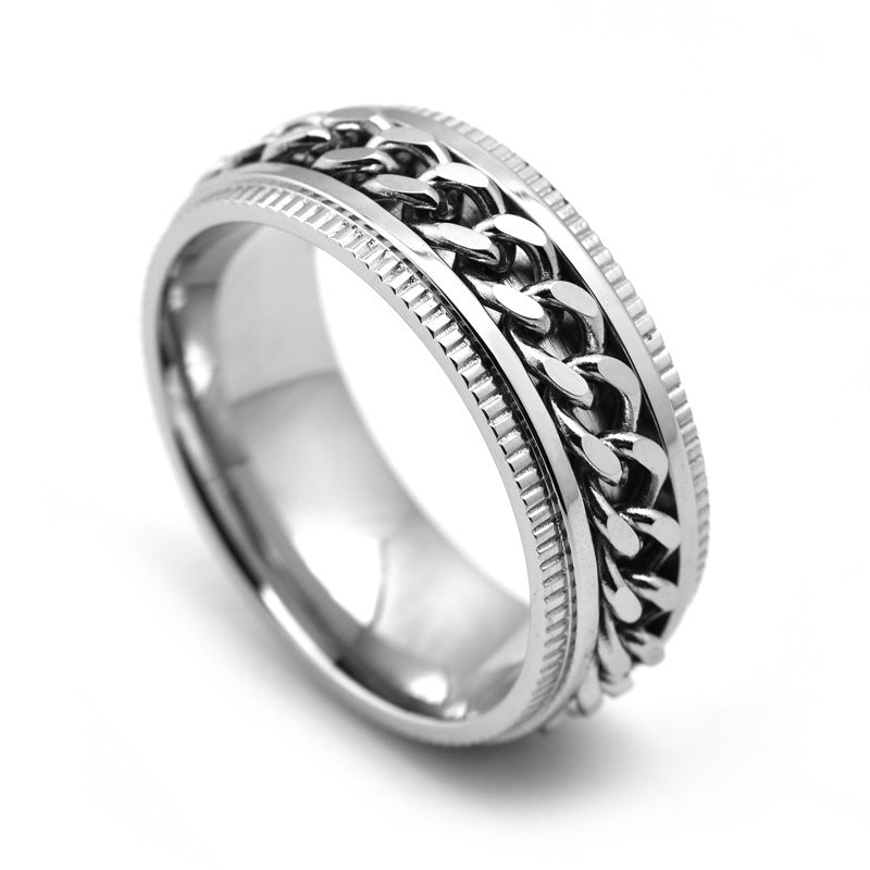 Stainless Steel Spinner Ring Chain Band