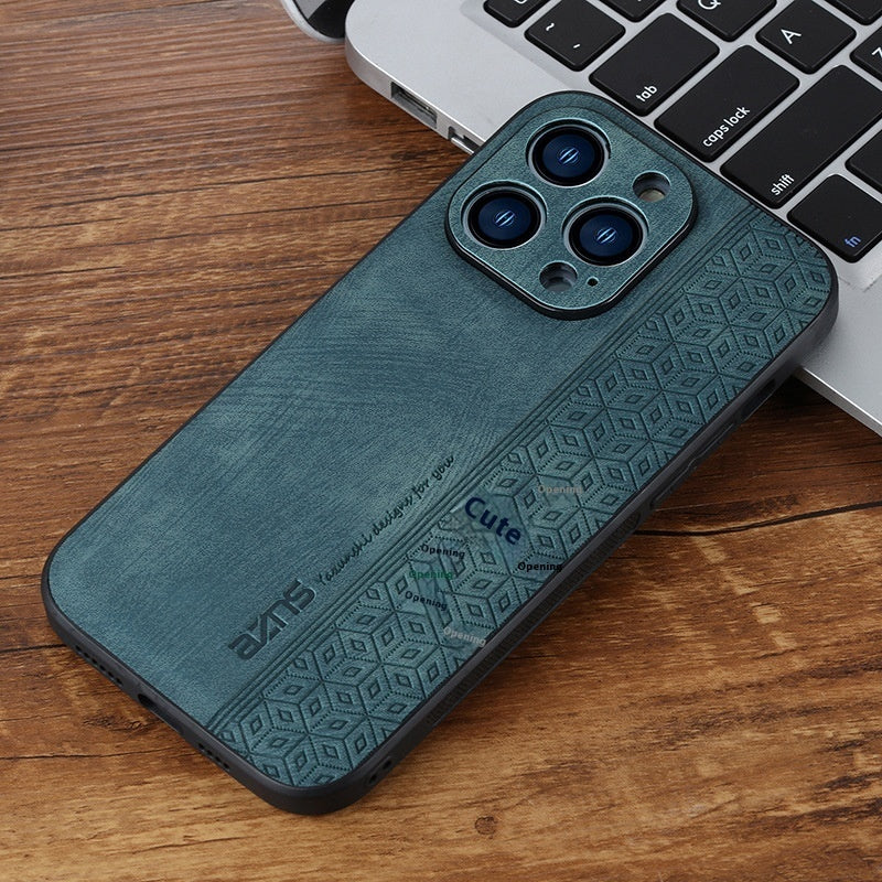 iPhone 14s to 17pro Max Case Skin Leather Pattern Drop-resistant