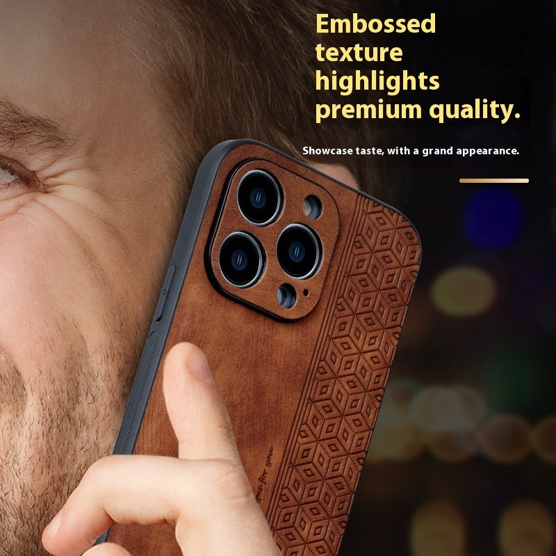 iPhone 14s to 17pro Max Case Skin Leather Pattern Drop-resistant