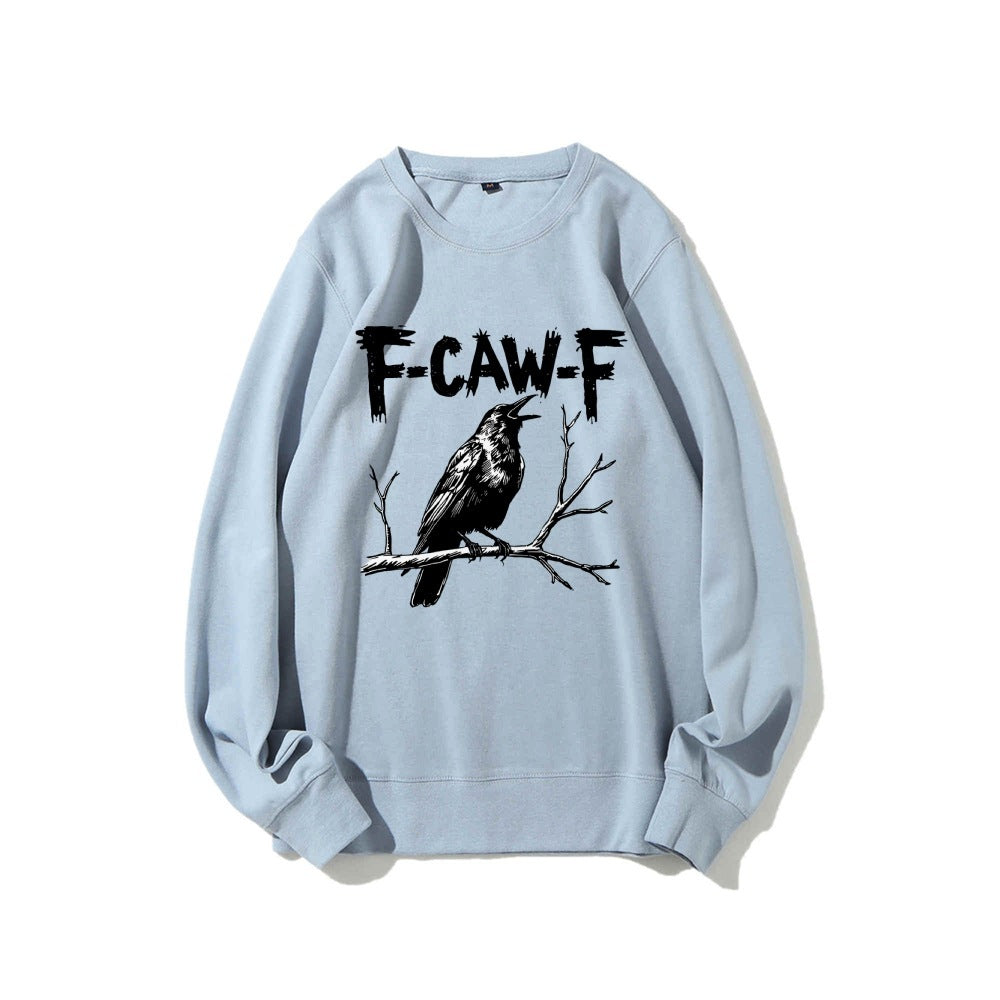 Crow Pattern Printing Autumn New Loose Daily Leisure Men's Women's Pullover