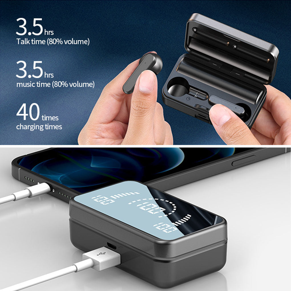 Wireless Bluetooth Earphone With Mic LED Stereo