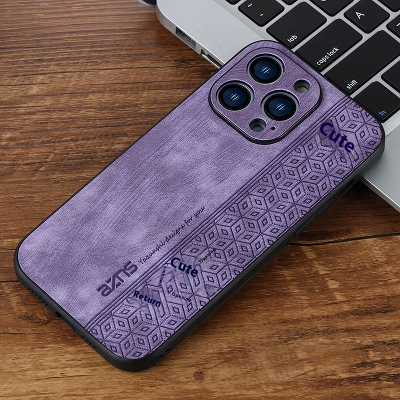 iPhone 14s to 17pro Max Case Skin Leather Pattern Drop-resistant