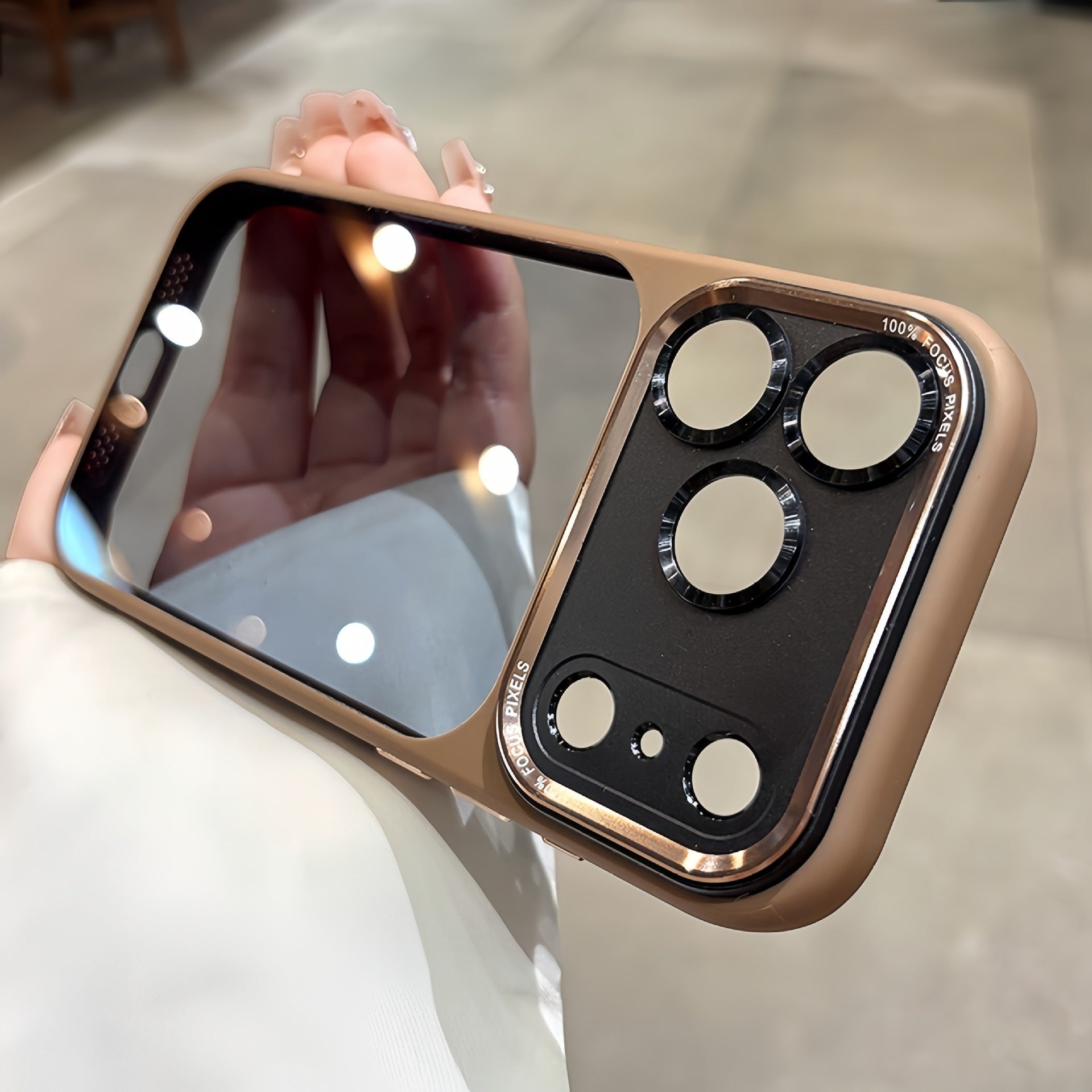 iPhone 14s to 17s Case Integrated AI Button Metal Lens Protective Clear Back Glass Cover