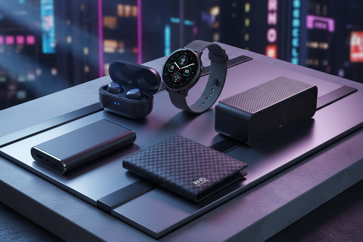 Young man’s gadgets